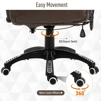 Vinsetto Ergonomic Vibrating Massage Office Chair High Back Executive Heated Chair with 6 Point Vibration Reclining Backrest Padded Armrest - Coffee 5 Vinsetto Ergonomic Vibrating Massage Office Chair High Back Executive Heated Chair with 6 Point Vibration Reclining Backrest Padded Armrest - Coffee - Image 3