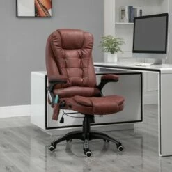 Vinsetto Ergonomic Vibrating Massage Office Chair High Back Executive Heated Chair with 6 Point Vibration Reclining Backrest Padded Armrest - Red