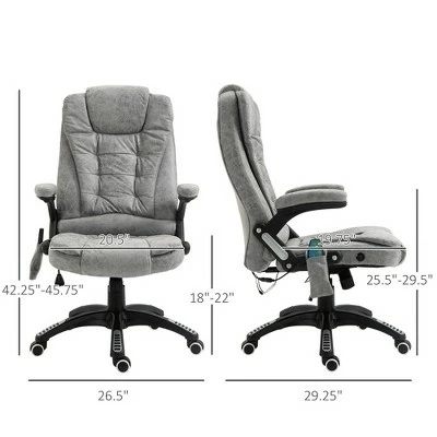 Vinsetto Ergonomic Vibrating Massage Office Chair High Back Executive Heated Chair with 6 Point Vibration Reclining Backrest Padded Armrest - Grey 6 Vinsetto Ergonomic Vibrating Massage Office Chair High Back Executive Heated Chair with 6 Point Vibration Reclining Backrest Padded Armrest - Grey - Image 4