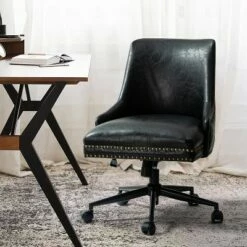 Xavier Faux Leather Office Task Chair with Nailhead | Karat Home