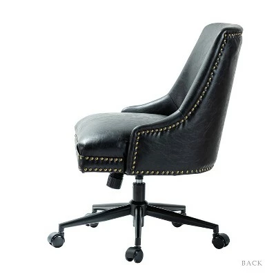 Xavier Faux Leather Office Task Chair with Nailhead | Karat Home 4 Xavier Faux Leather Office Task Chair with Nailhead | Karat Home - Image 2