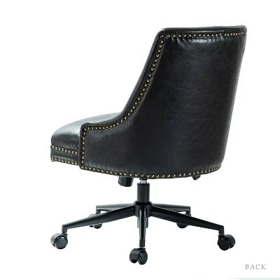 Xavier Faux Leather Office Task Chair with Nailhead | Karat Home 5 Xavier Faux Leather Office Task Chair with Nailhead | Karat Home - Image 3