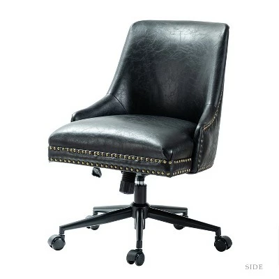 Xavier Faux Leather Office Task Chair with Nailhead | Karat Home 12 Xavier Faux Leather Office Task Chair with Nailhead | Karat Home - Image 10