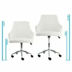 Elama Adjustable Faux Leather Rolling Office Chair in White with Chrome Finish -Office Chairs Sales Shop unnamed file 5606