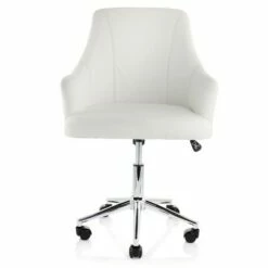 Elama Adjustable Faux Leather Rolling Office Chair in White with Chrome Finish -Office Chairs Sales Shop unnamed file 5607