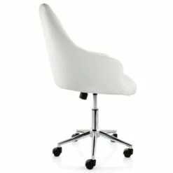 Elama Adjustable Faux Leather Rolling Office Chair in White with Chrome Finish -Office Chairs Sales Shop unnamed file 5608