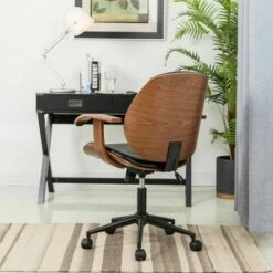 PU Leather Adjustable Swivel Office Chair - Glitzhome Cream