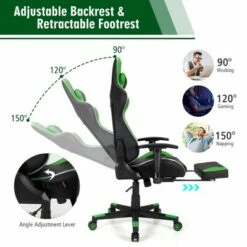 Costway Massage LED Gaming Chair Reclining Racing Chair w/Lumbar Support&Footrest RedBlue -Office Chairs Sales Shop unnamed file 5717
