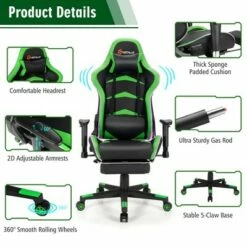 Costway Massage LED Gaming Chair Reclining Racing Chair w/Lumbar Support&Footrest RedBlue -Office Chairs Sales Shop unnamed file 5719