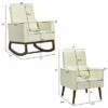 Costway 2-in-1 Fabric Upholstered Rocking Chair Nursery Armchair with Pillow Beige