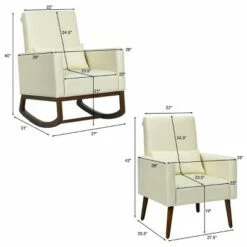 Costway 2-in-1 Fabric Upholstered Rocking Chair Nursery Armchair with Pillow Beige