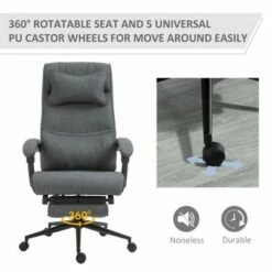 Vinsetto Ergonomic Executive Office Chair High Back Adjustable Recliner Headrest Lumbar Support Padded Armrest and Retractable Footrest - Grey -Office Chairs Sales Shop unnamed file 5744