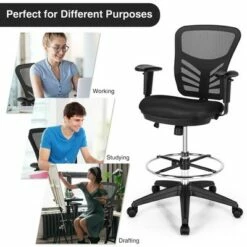 Costway Mesh Drafting Chair Office Chair w/Adjustable Armrests & Foot-Ring Grey 16 Costway Mesh Drafting Chair Office Chair w/Adjustable Armrests & Foot-Ring Grey -Office Chairs Sales Shop unnamed file 5807