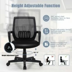 Costway Mid-Back Mesh Chair Height Adjustable Executive Chair w/ Lumbar Support -Office Chairs Sales Shop unnamed file 5846