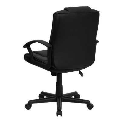 Mid-Back LeatherSoft Ripple and Accent Stitch Upholstered Swivel Task Office Chair with Arms Black Leather - Flash Furniture 4 Mid-Back LeatherSoft Ripple and Accent Stitch Upholstered Swivel Task Office Chair with Arms Black Leather - Flash Furniture - Image 2
