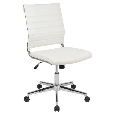 Merrick Lane Ergonomic Swivel Office Chair Ribbed Back and Seat Mid-Back Armless Computer Desk Chair with Metal Base 7 Merrick Lane Ergonomic Swivel Office Chair Ribbed Back and Seat Mid-Back Armless Computer Desk Chair with Metal Base - Image 5
