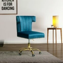 Puvis Upholstered Task Desk Chair Home Office Adjustable Swivel | Karat Home