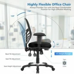 Costway Mesh Office Chair 3-Paddle Computer Desk Chair w/ Adjustable Seat Grey -Office Chairs Sales Shop unnamed file 5945
