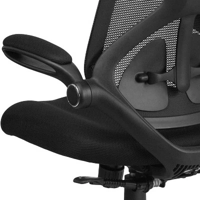 Flash Furniture High Back Black Mesh Executive Swivel Ergonomic Office Chair with Adjustable Lumbar, 2-Paddle Control and Flip-Up Arms 4 Flash Furniture High Back Black Mesh Executive Swivel Ergonomic Office Chair with Adjustable Lumbar, 2-Paddle Control and Flip-Up Arms - Image 2