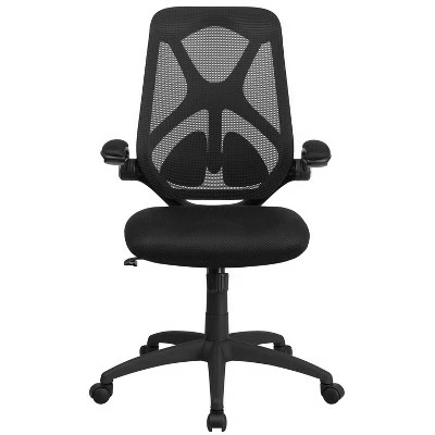 Flash Furniture High Back Black Mesh Executive Swivel Ergonomic Office Chair with Adjustable Lumbar, 2-Paddle Control and Flip-Up Arms 8 Flash Furniture High Back Black Mesh Executive Swivel Ergonomic Office Chair with Adjustable Lumbar, 2-Paddle Control and Flip-Up Arms - Image 6