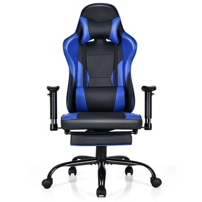 Costway Gaming Chair Racing High Back Office Chair w/ Footrest Blue 11 Costway Gaming Chair Racing High Back Office Chair w/ Footrest Blue - Image 9