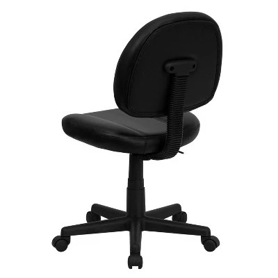 Flash Furniture Mid-Back Black Leather Ergonomic Swivel Task Chair - Belnick 4 Flash Furniture Mid-Back Black Leather Ergonomic Swivel Task Chair - Belnick - Image 2