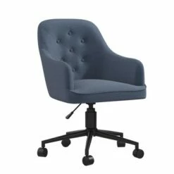 Her Majesty Office Chair with Casters - Novogratz Blue Linen -Office Chairs Sales Shop unnamed file 6068