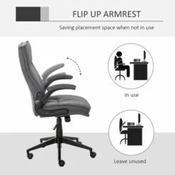 Vinsetto Ergonomic Office Chair Swivel High Back Computer Desk Chair with Flip-Up Armrest Comfy Thick Padded Cushions Wheels Grey -Office Chairs Sales Shop unnamed file 6132