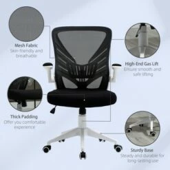 Vinsetto Mesh Home Office Chair Swivel Task Desk Chair with Lumbar Back Support FlipUp Arm Adjustable Height -Office Chairs Sales Shop unnamed file 6158