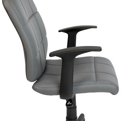 Flash Furniture Mid-Back Gray Quilted Vinyl Swivel Task Office Chair with Arms 6 Flash Furniture Mid-Back Gray Quilted Vinyl Swivel Task Office Chair with Arms - Image 4