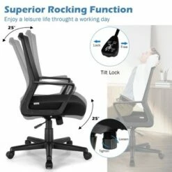 Costway Mesh Office Chair Mid Back Task Chair Height Adjustable w/Lumbar Support -Office Chairs Sales Shop unnamed file 6271