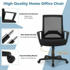 Costway Mesh Office Chair Mid Back Task Chair Height Adjustable w/Lumbar Support -Office Chairs Sales Shop unnamed file 6275