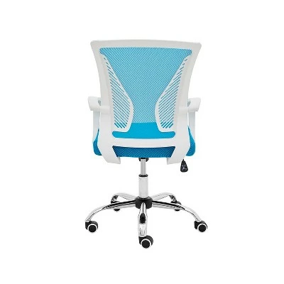 Modern Home Zuna Ergonomic Design Breathable Mesh Modern Mid Back Office Desk Chair with Lumbar Support, Steel Base, and Rolling Wheels, White & Aqua 4 Modern Home Zuna Ergonomic Design Breathable Mesh Modern Mid Back Office Desk Chair with Lumbar Support, Steel Base, and Rolling Wheels, White & Aqua - Image 2