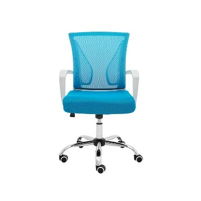 Modern Home Zuna Ergonomic Design Breathable Mesh Modern Mid Back Office Desk Chair with Lumbar Support, Steel Base, and Rolling Wheels, White & Aqua 6 Modern Home Zuna Ergonomic Design Breathable Mesh Modern Mid Back Office Desk Chair with Lumbar Support, Steel Base, and Rolling Wheels, White & Aqua - Image 4