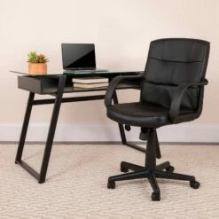 Mid-Back LeatherSoft Swivel Task Office Chair with Arms Black - Flash Furniture -Office Chairs Sales Shop unnamed file 6312