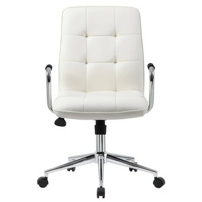 Modern Office Chair with Chrome Arms White - Boss Office Products 4 Modern Office Chair with Chrome Arms White - Boss Office Products - Image 2