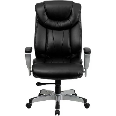 Big & Tall 400 lb. Rated High Back LeatherSoft Executive Ergonomic Office Chair with Arms Silver/Black Leather - Flash Furniture 5 Big & Tall 400 lb. Rated High Back LeatherSoft Executive Ergonomic Office Chair with Arms Silver/Black Leather - Flash Furniture - Image 3