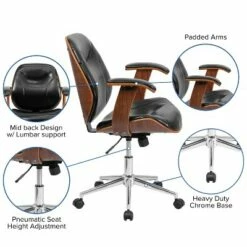 Flash Furniture Mid-Back Black LeatherSoft Executive Ergonomic Wood Swivel Office Chair with Arms -Office Chairs Sales Shop unnamed file 6336