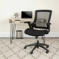 Flash Furniture Mid-Back Black Mesh Executive Swivel Office Chair with Molded Foam Seat and Adjustable Arms