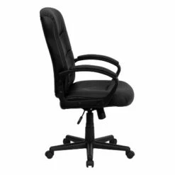 Mid-Back LeatherSoft Executive Swivel Office Chair with Three Line Horizontal Stitch Back and Arms Black - Flash Furniture