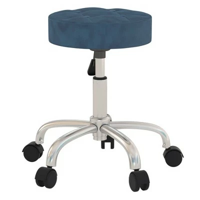 24.5" Nora Tufted Backless Adjustable Metal Vanity and Office Stool with Casters - Hillsdale Furniture Blue 4 24.5" Nora Tufted Backless Adjustable Metal Vanity and Office Stool with Casters - Hillsdale Furniture Blue - Image 2