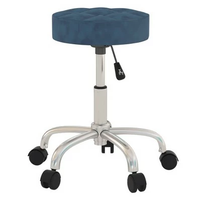 24.5" Nora Tufted Backless Adjustable Metal Vanity and Office Stool with Casters - Hillsdale Furniture Blue 5 24.5" Nora Tufted Backless Adjustable Metal Vanity and Office Stool with Casters - Hillsdale Furniture Blue - Image 3