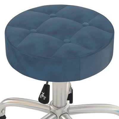 24.5" Nora Tufted Backless Adjustable Metal Vanity and Office Stool with Casters - Hillsdale Furniture Blue 7 24.5" Nora Tufted Backless Adjustable Metal Vanity and Office Stool with Casters - Hillsdale Furniture Blue - Image 5