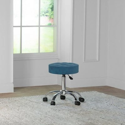 24.5" Nora Tufted Backless Adjustable Metal Vanity and Office Stool with Casters - Hillsdale Furniture Blue 9 24.5" Nora Tufted Backless Adjustable Metal Vanity and Office Stool with Casters - Hillsdale Furniture Blue - Image 7