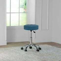24.5" Nora Tufted Backless Adjustable Metal Vanity and Office Stool with Casters - Hillsdale Furniture Blue 22 24.5" Nora Tufted Backless Adjustable Metal Vanity and Office Stool with Casters - Hillsdale Furniture Blue -Office Chairs Sales Shop unnamed file 6403