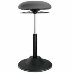 Monoprice Sit-Stand Dynamic Stool - Gray/Black With Round Seat, Air Lift Height-Adjustable - Workstream Collection