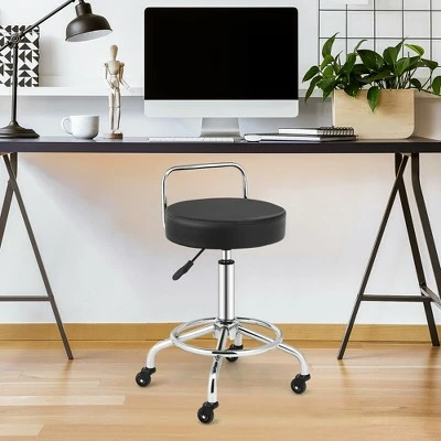 Costway Pneumatic Work Stool Rolling Swivel Task Chair Spa Office Salon w/Cushioned Seat 4 Costway Pneumatic Work Stool Rolling Swivel Task Chair Spa Office Salon w/Cushioned Seat - Image 2