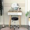 HOMCOM Round Vanity Stool with Height Adjustable Lift Luxury Style Upholstery and Swivel Seat and Wheels 2 HOMCOM Round Vanity Stool with Height Adjustable Lift Luxury Style Upholstery and Swivel Seat and Wheels -Office Chairs Sales Shop unnamed file 6435