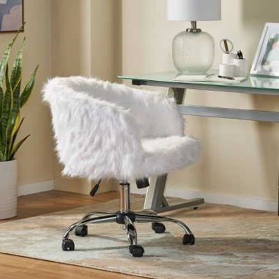 Syosset Modern Glam Swivel Office Chair White/Silver - Christopher Knight Home 3 Syosset Modern Glam Swivel Office Chair White/Silver - Christopher Knight Home