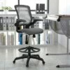 Flash Furniture Mid-Back Mesh Ergonomic Drafting Chair with Adjustable Foot Ring and Flip-Up Arms